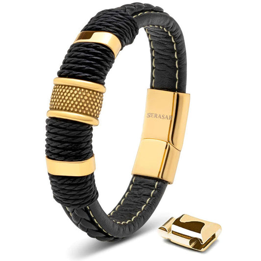 Leather Bracelet "Ring" Gold